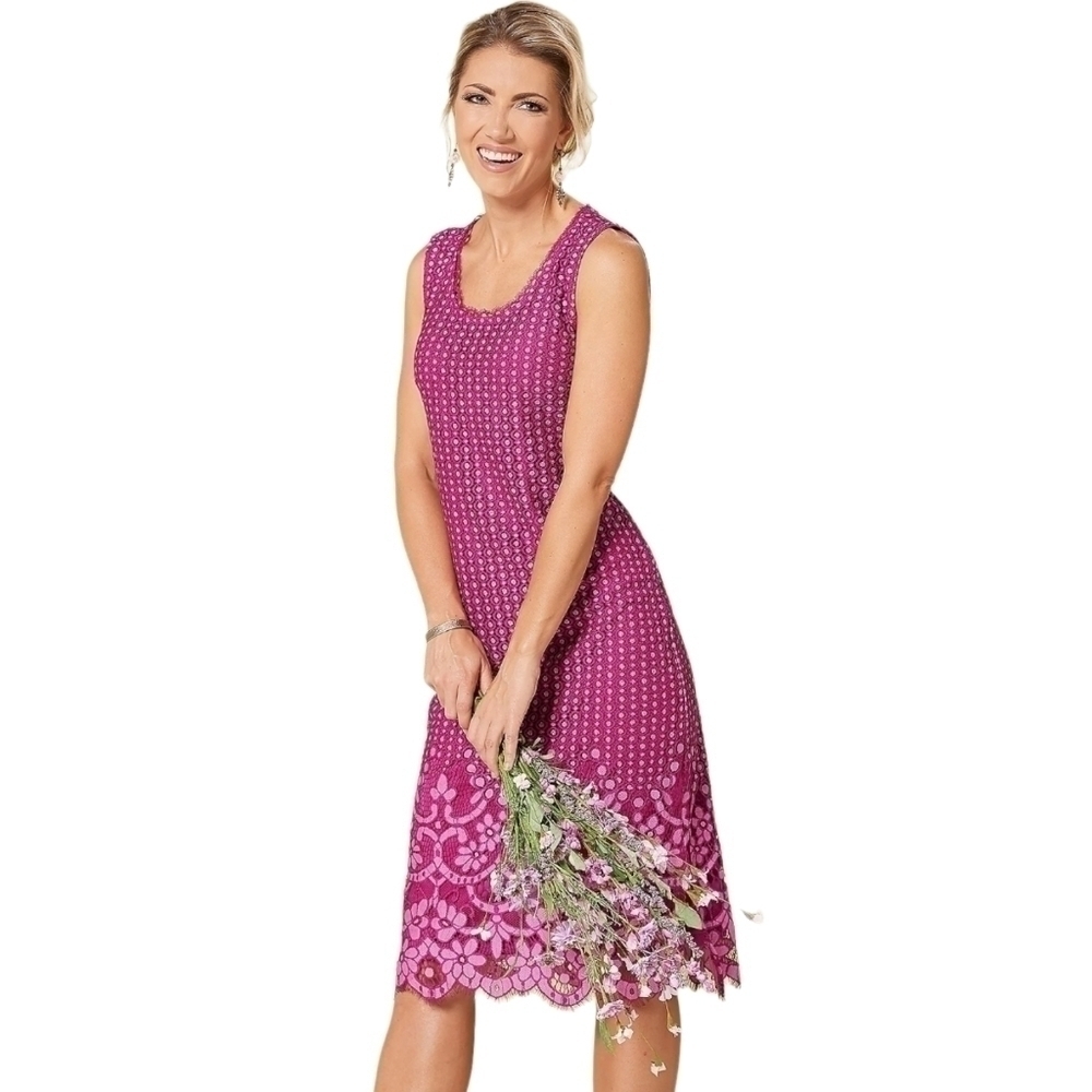 ISAAC Mizrahi Live Pink Purple Lace Sleeveless Midi Dress Size S